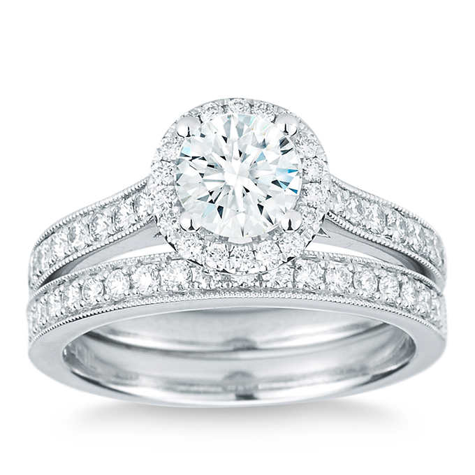 Round Brilliant 1.60 ctw VS2 Clarity, I Color Diamond Platinum Wedding Set.jpeg