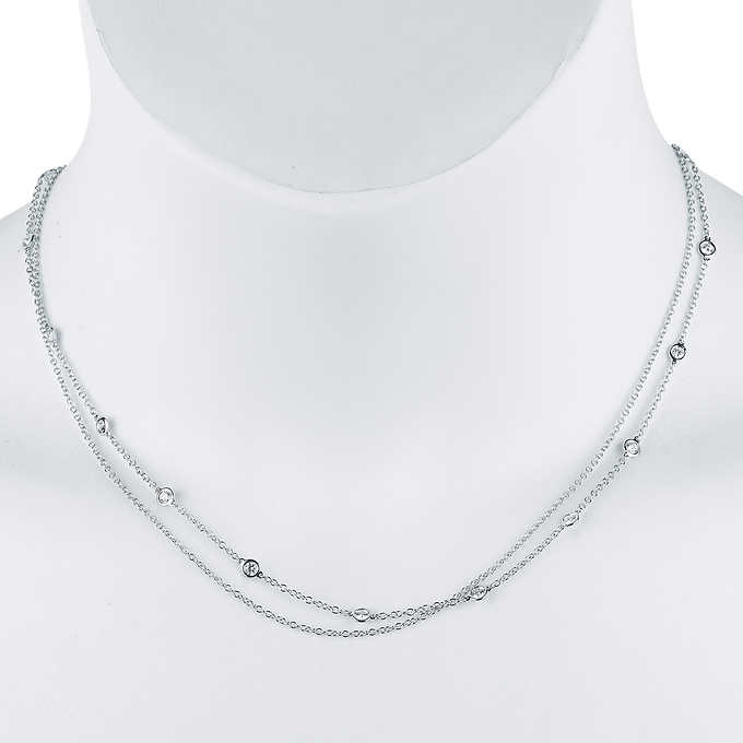 Round Brilliant 1.38 ctw VS2 Clarity, I Color Diamond 14kt White Gold Double Strand Eternity Necklace.jpeg