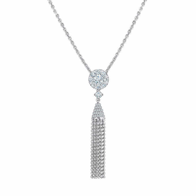 Round Brilliant 0.57 ctw VS2 Clarity, I Color Diamond 14kt White Gold Tassel Necklace.jpeg