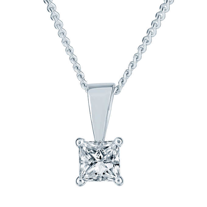 Princess Cut 0.50 ct VS2 Clarity, I Color Diamond 14kt White Gold Solitaire Necklace.jpeg