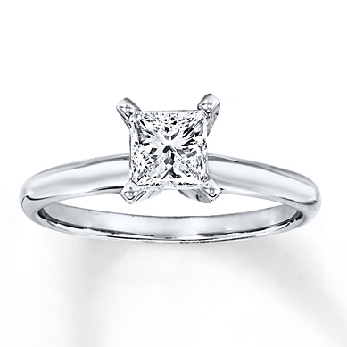 Diamond Solitaire Ring 3:4 Carat Princess-Cut 14K White Gold.png