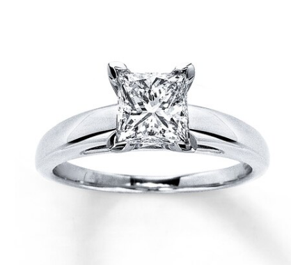 Certified Diamond Ring 2 Carats Princess-cut 14K White Gold1.png
