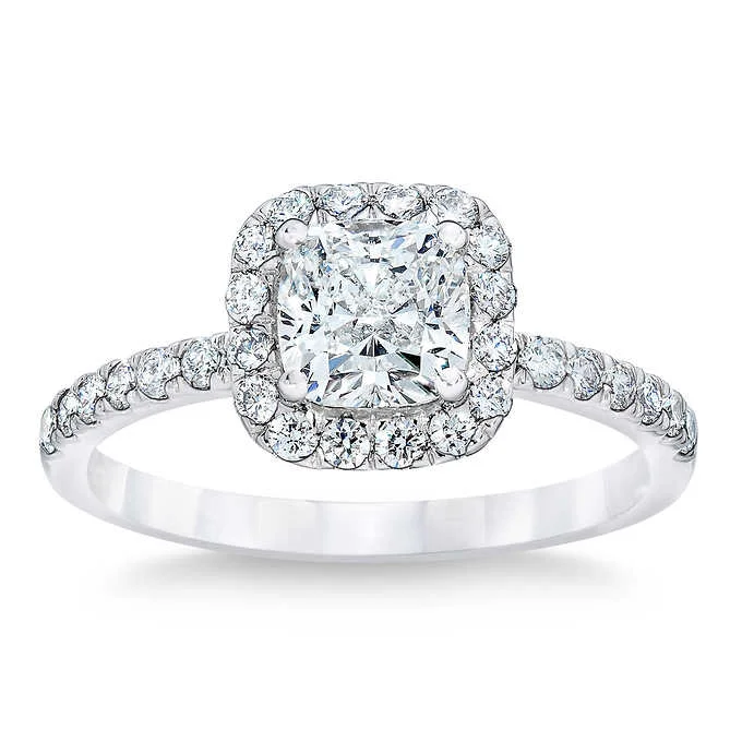 Cushion Cut 1.62 ctw VVS1 Clarity, E Color Diamond Platinum Halo Ring.jpeg