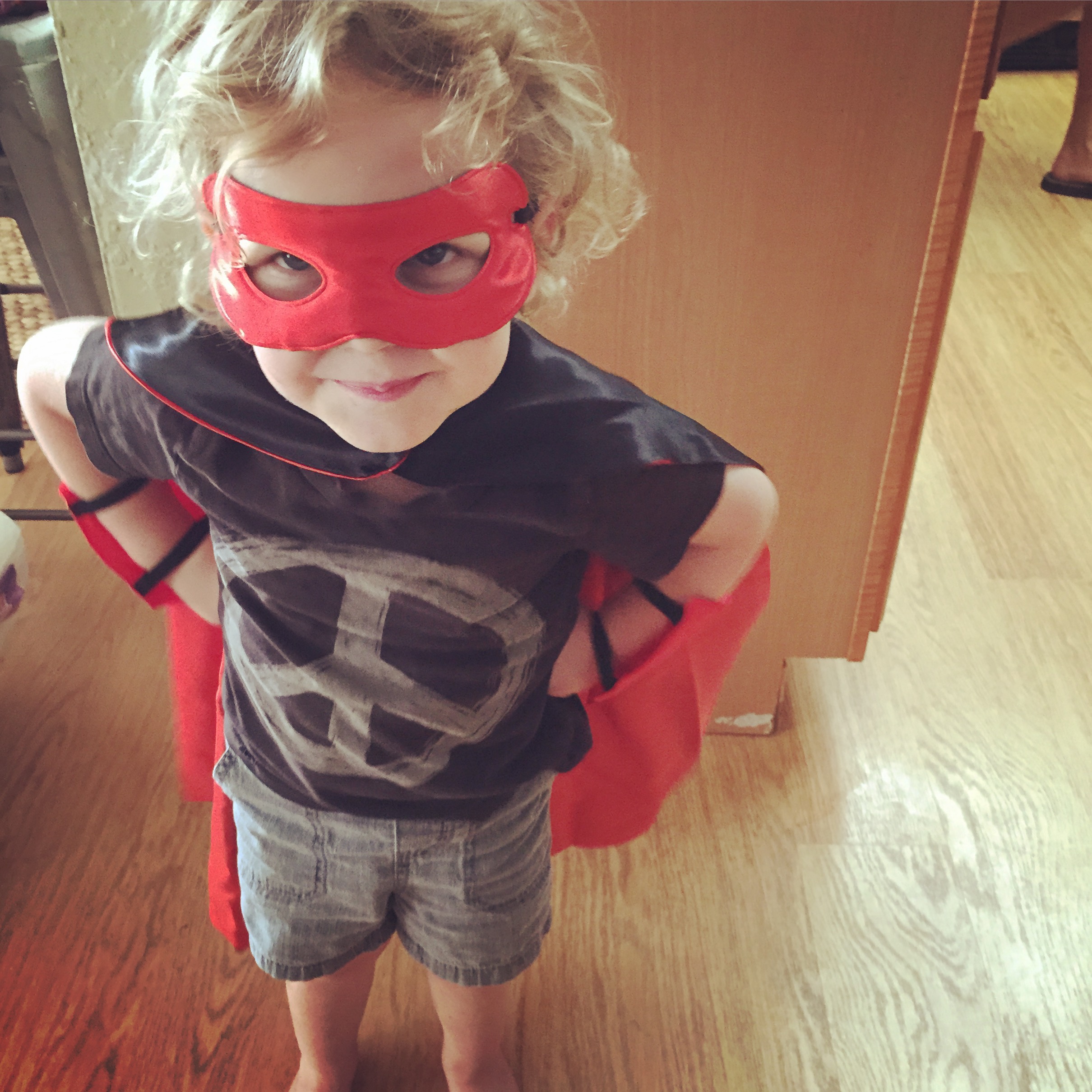 The day he turned 3. He became a super hero. 