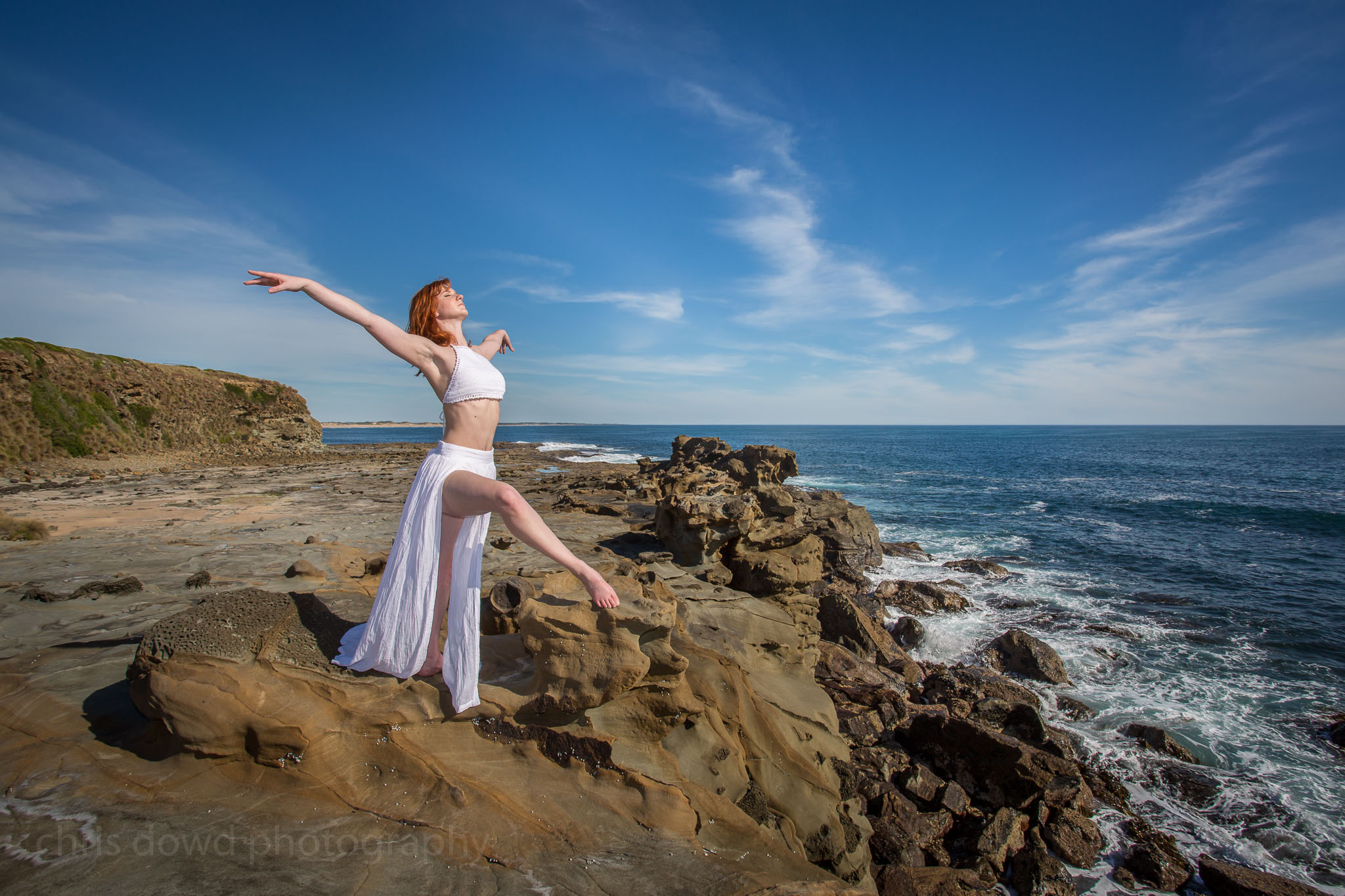 Sophie Louise Briggs paying homage to the sun and sea.