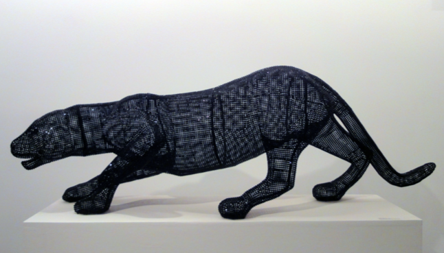 Nohra Haime Gallery Nicola Bolla "VANITAS, BLACK PANTHER" 2009 Black Swarovski diamonds