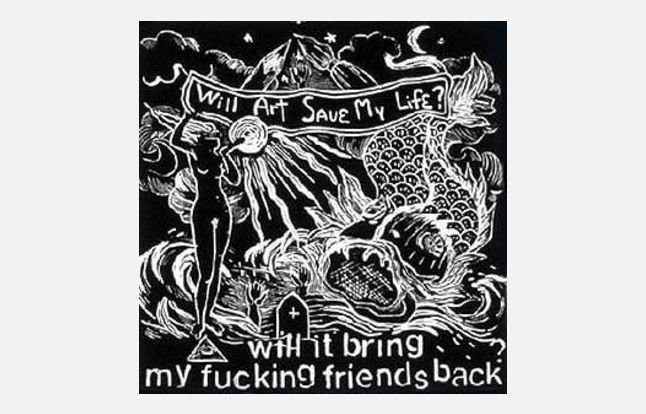 Visual AIDS Nancer LeMoins "Will Art Save My Life?" 1996 Block print, Edition of 30