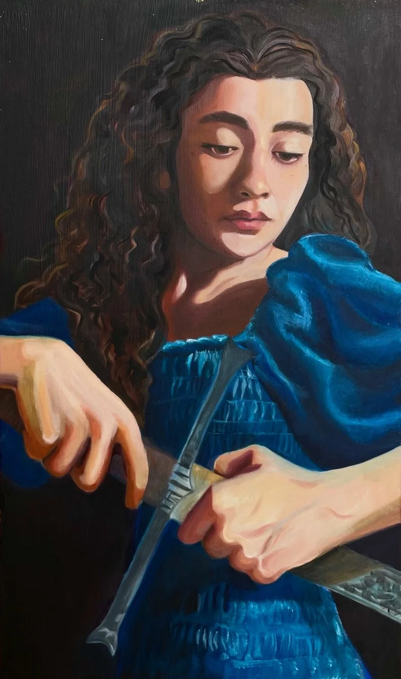  Self Portrait.  Students make a portrait using a photo reference to show who they are at this moment in time. The previous assignment is to make a Contemporary Master Portrait copy, as well as exercises to work on mixing skin tones.  They also make 