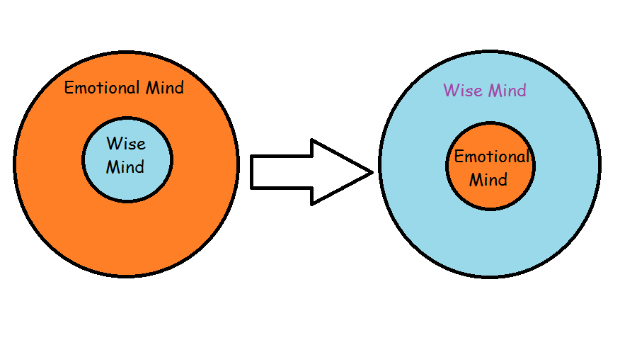 The emotional mind in control - versus the wise mind.