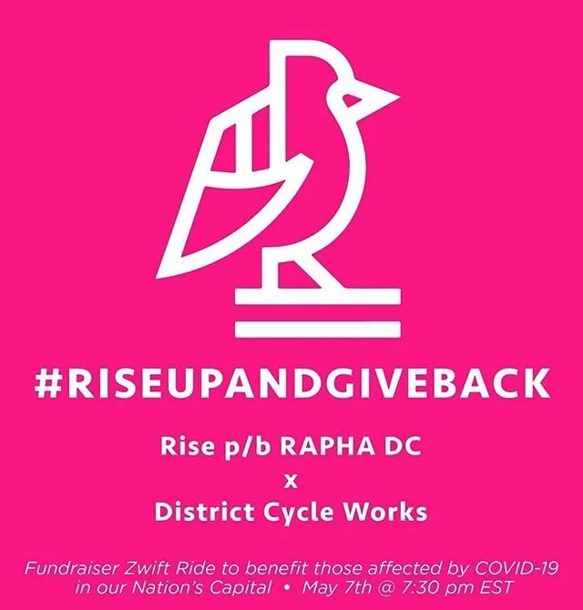We hope you can join us this Thursday 📆🚲Thank you @rise_x_racing for organizing a thoughtful and responsible way for us to all connect 🙏🏻
.
.
.
SAVE THE DATE: MAY 7 @ 7:30pm EST
.
Join us, @districtcycleworks, @rapha_rcc members and Zwifters all 