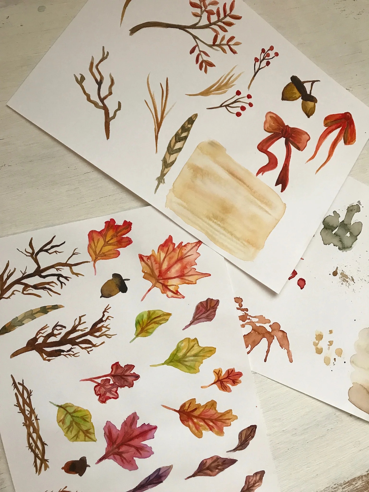 I paint everything out on mixed media paper, and then scan and optimize each individual element. Gives it that "authentic hand-made" feeling, no?