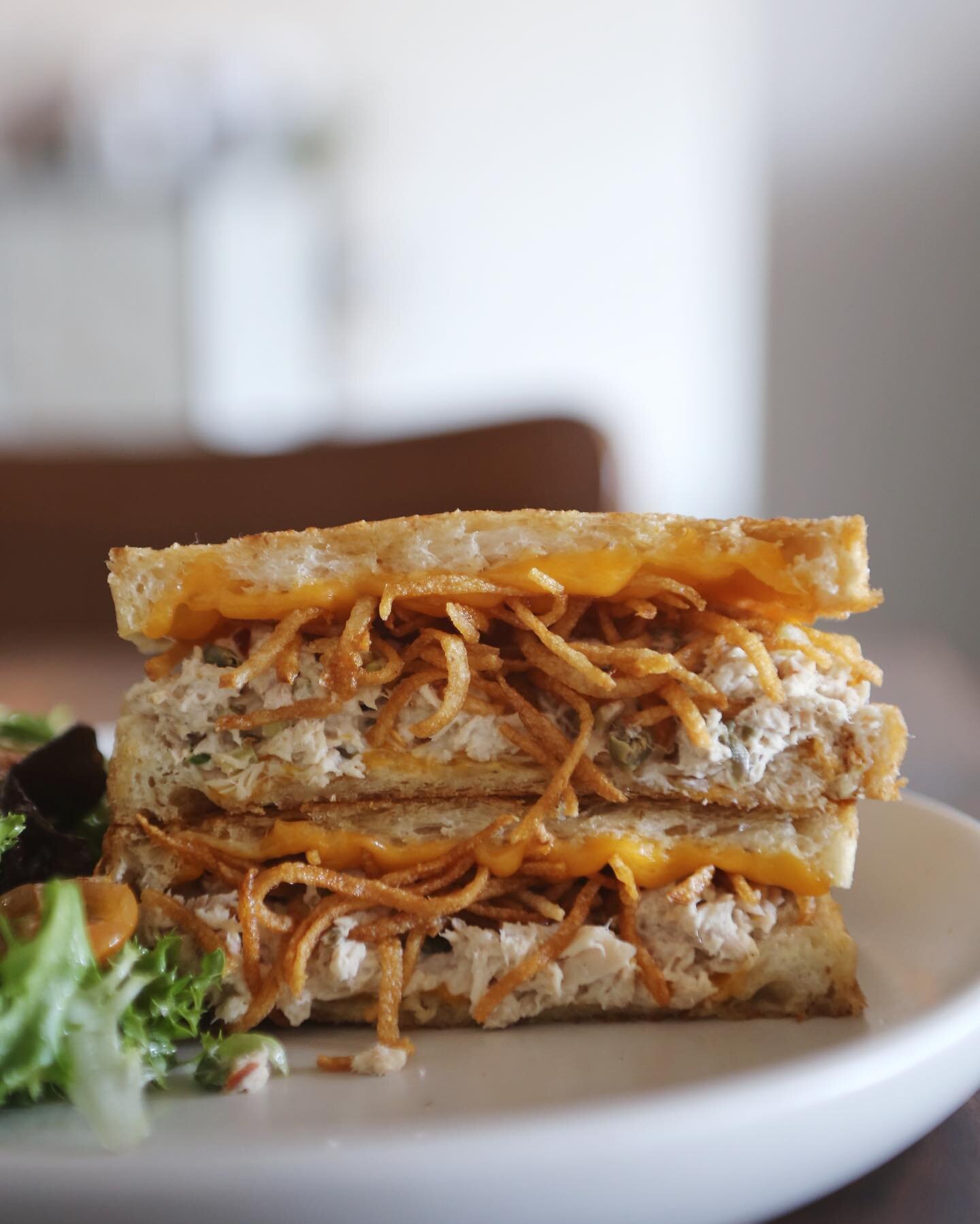 The Tune Melt starts today! House tuna salad, cheddar, and crunchy salt &amp; vinegar shoestring potatoes on buttery, grilled @city_bakery_us sourdough. Served with your choice of side through Wednesday 2/16.