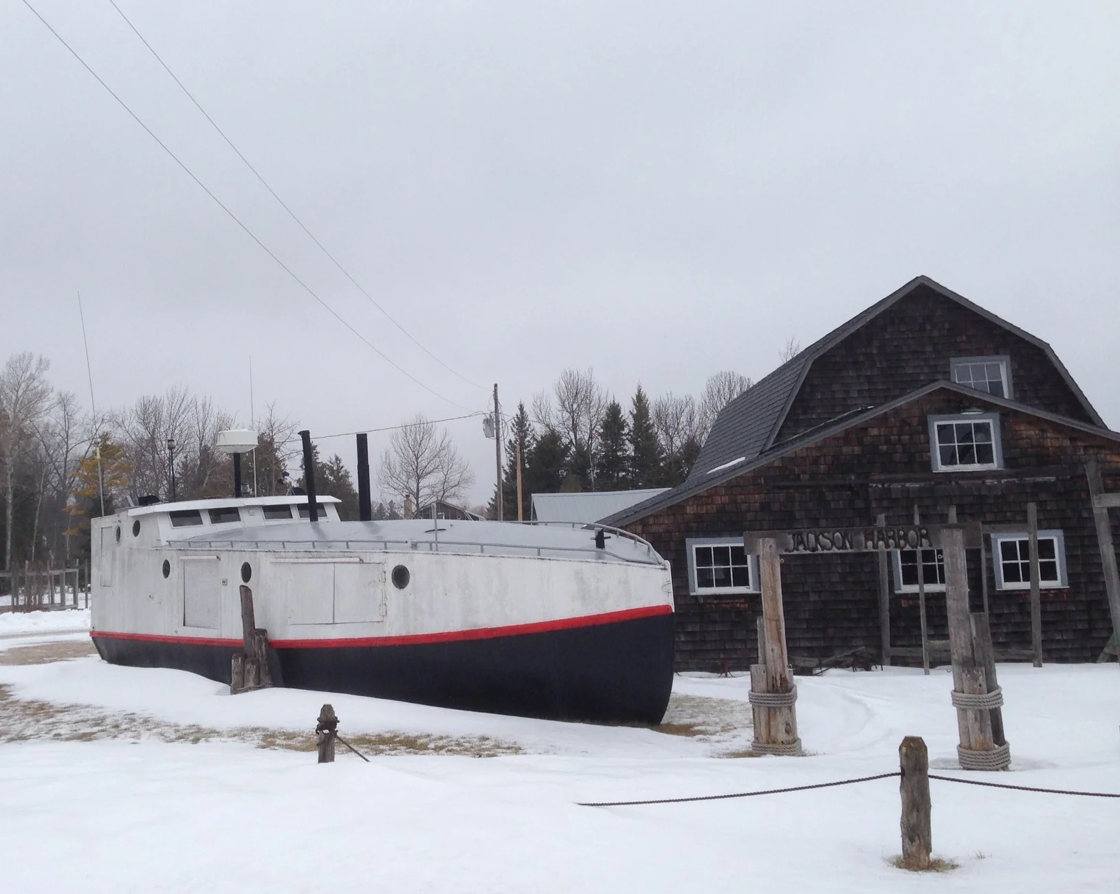Jackson Harbor Maritime Museum asleep this Winter. Photo: Lew Clarke