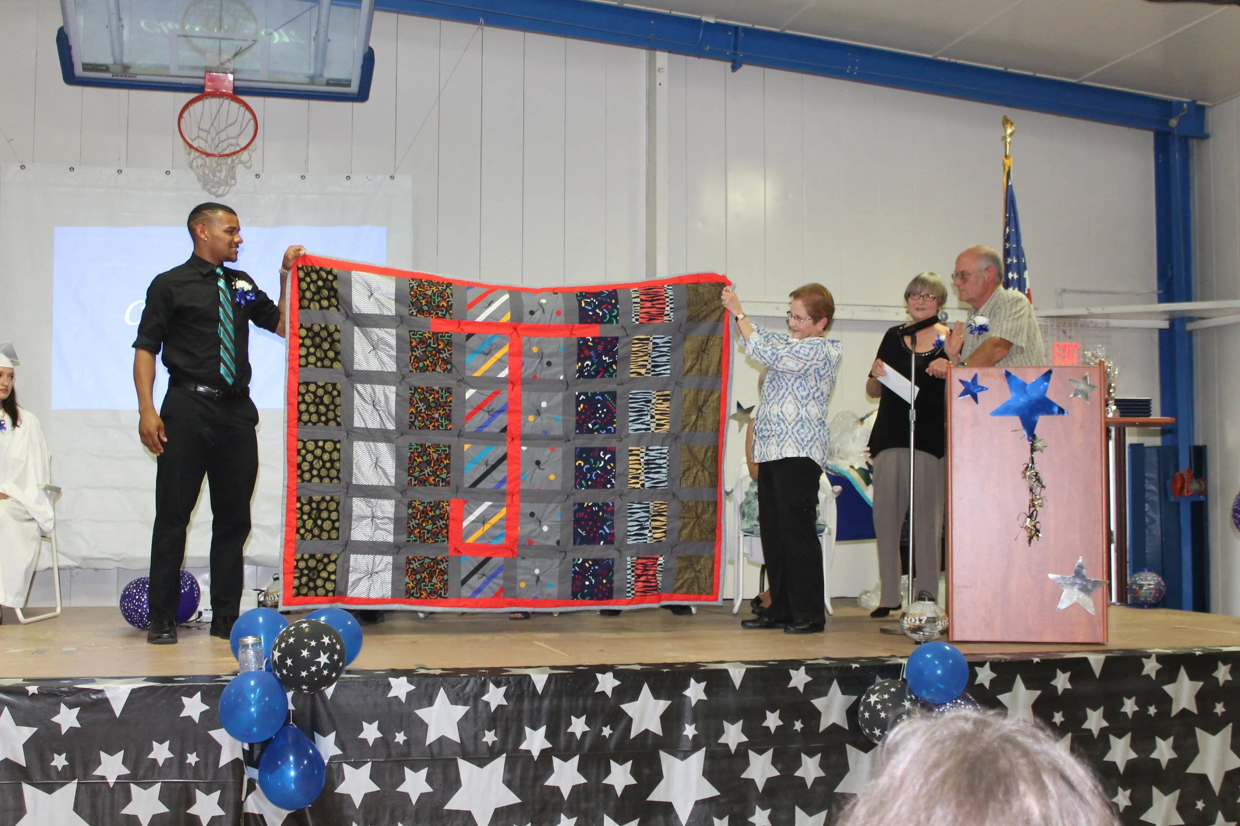 Josh with his quilt (Ann Rose Photo)