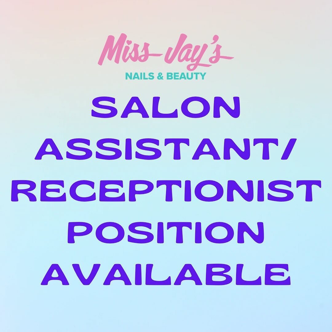 Miss Jay's is on the look out for a permanent Receptionist/Salon Co-ordinator! Your job will include answering the phone, making bookings, responding to emails, keeping the salon clean and tidy, making sure staff and clients are supported, social med