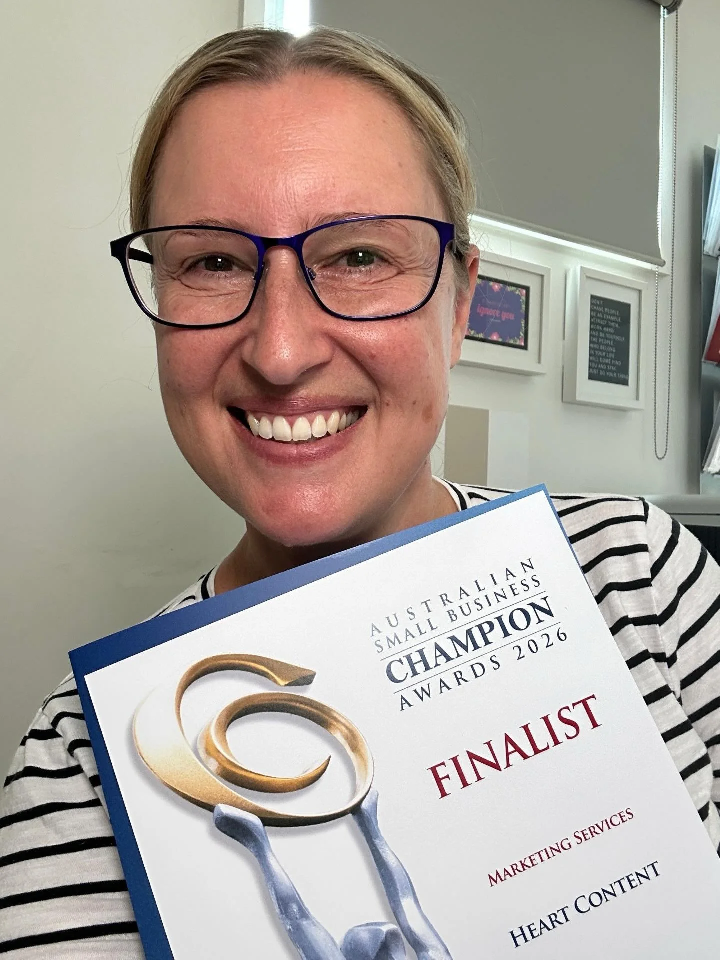 Wow...

Excited. Surprised in the best way. And a little lost for words.

Except to say that I&rsquo;m a type A personality and these little bits of external validation make my heart sing.

And once I find my words again, I can say I&rsquo;m a finali