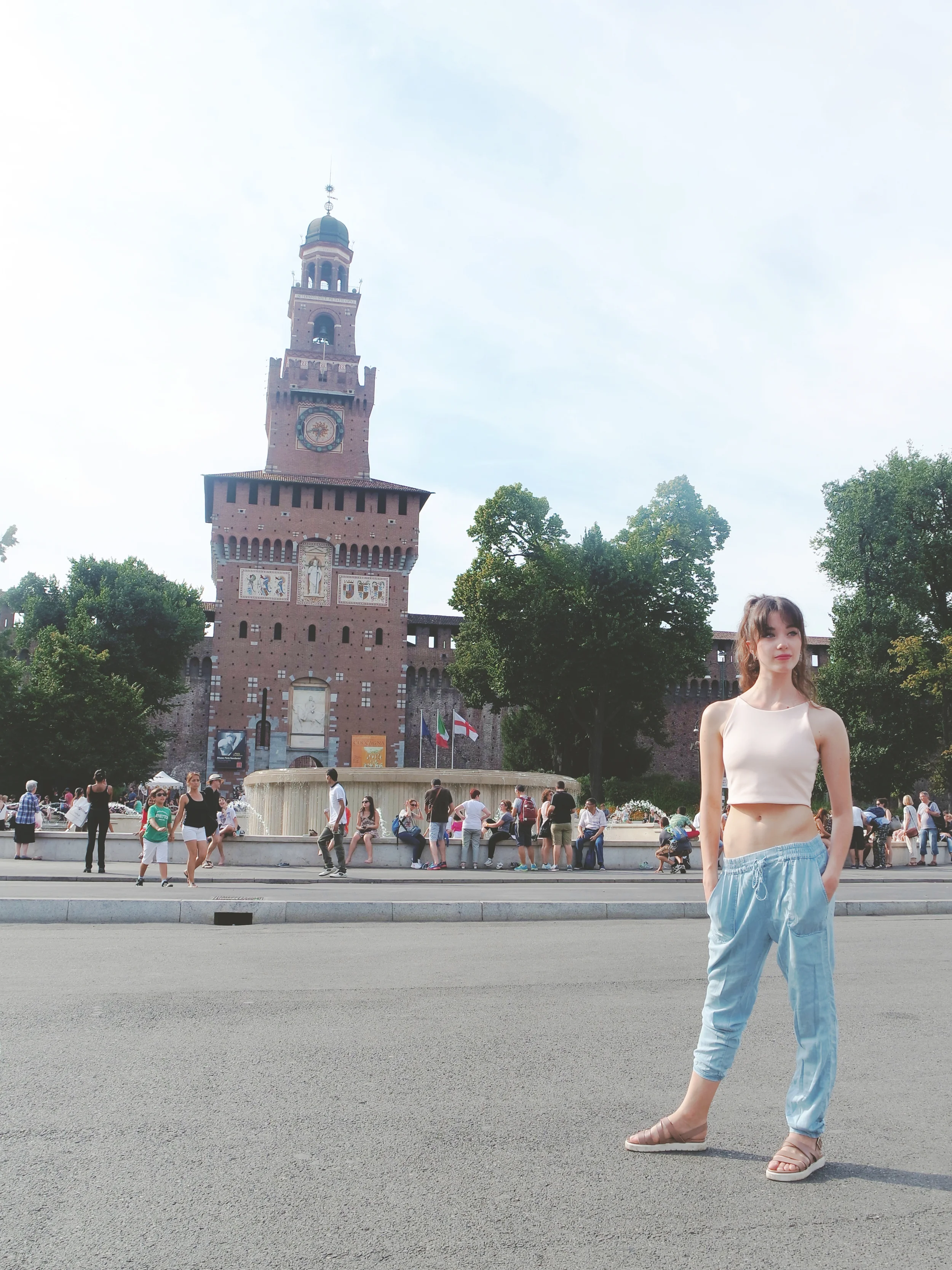 In front of the Castello Sforzesco.