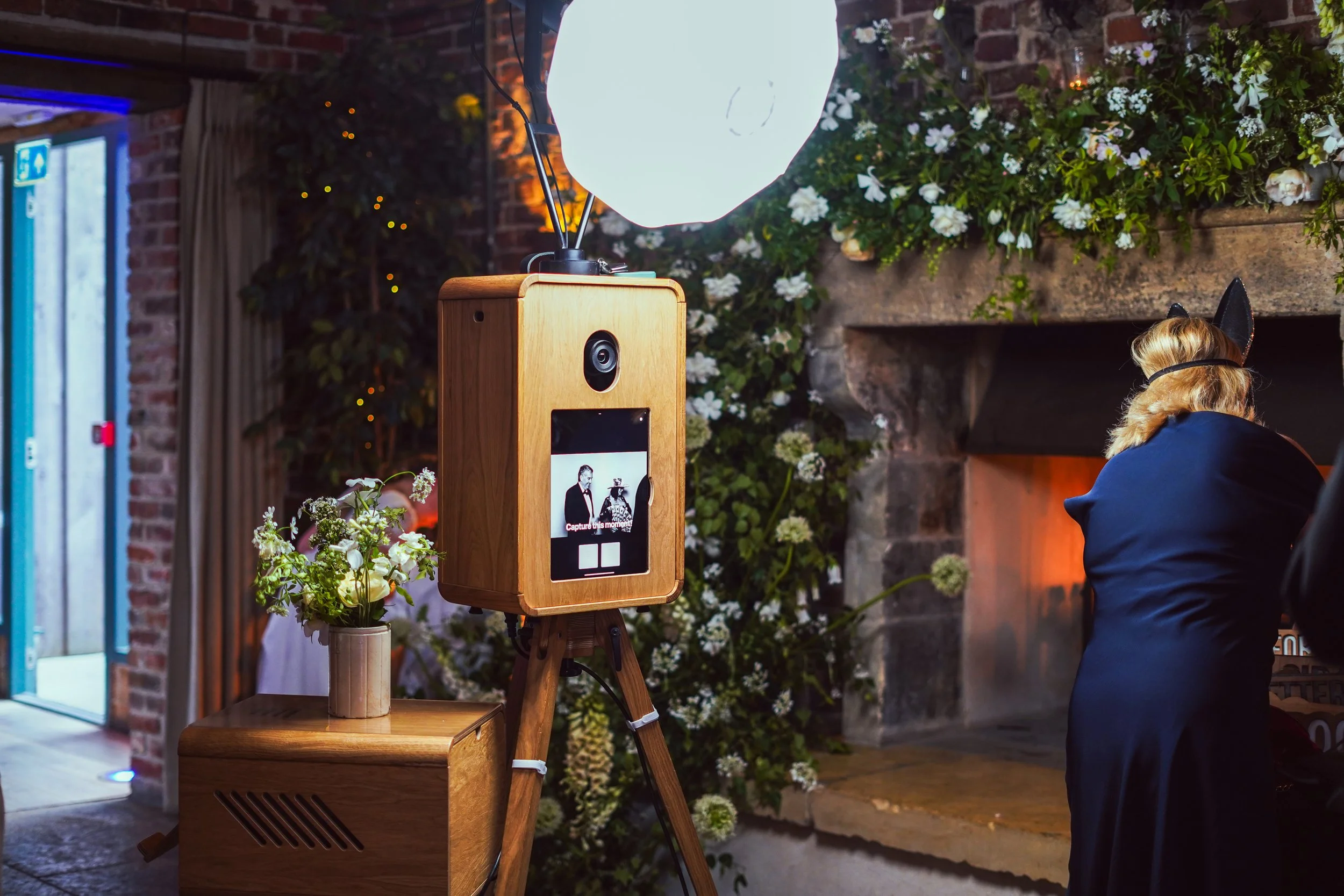 The ICON Photo Booth at Hazel Gap Barn, capturing unforgettable moments throughout a beautiful wedding celebration. Premium photo booth hire with instant prints, digital sharing and a modern guest experience.