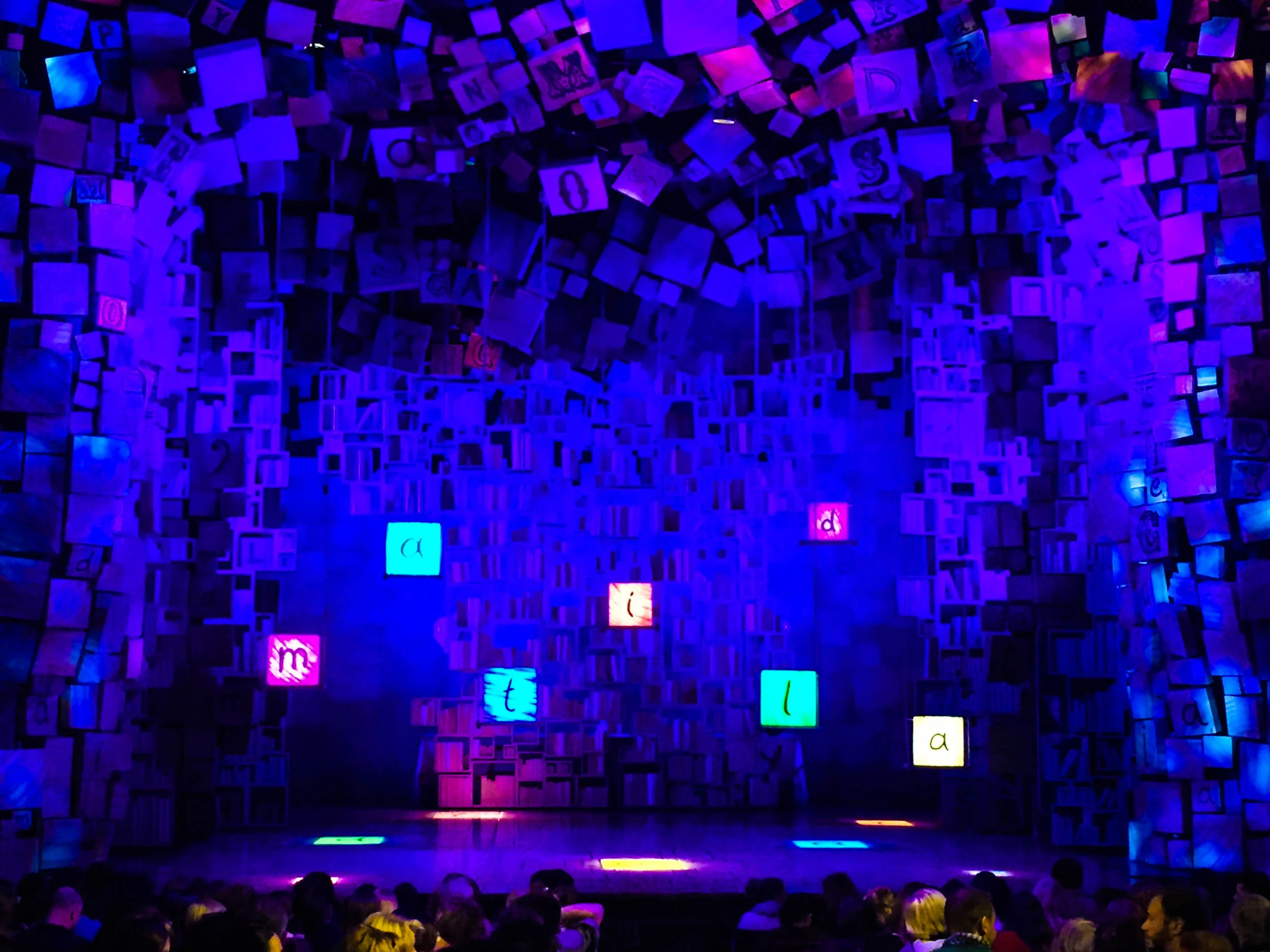 The stage at the Cambridge Theatre for Matilda the Musical