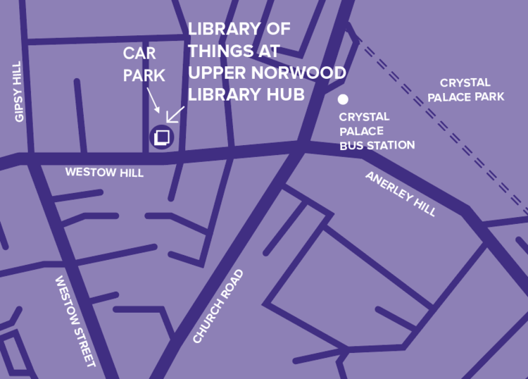Full address: 39-41 Westow Hill, SE19 1TJ.There is a car park just behind the library. To find it, take a left off Westow Hill down Beardell Street, immediately after Upper Norwood Library Hub. Drive about 20 yards, and the car park is through a gat…