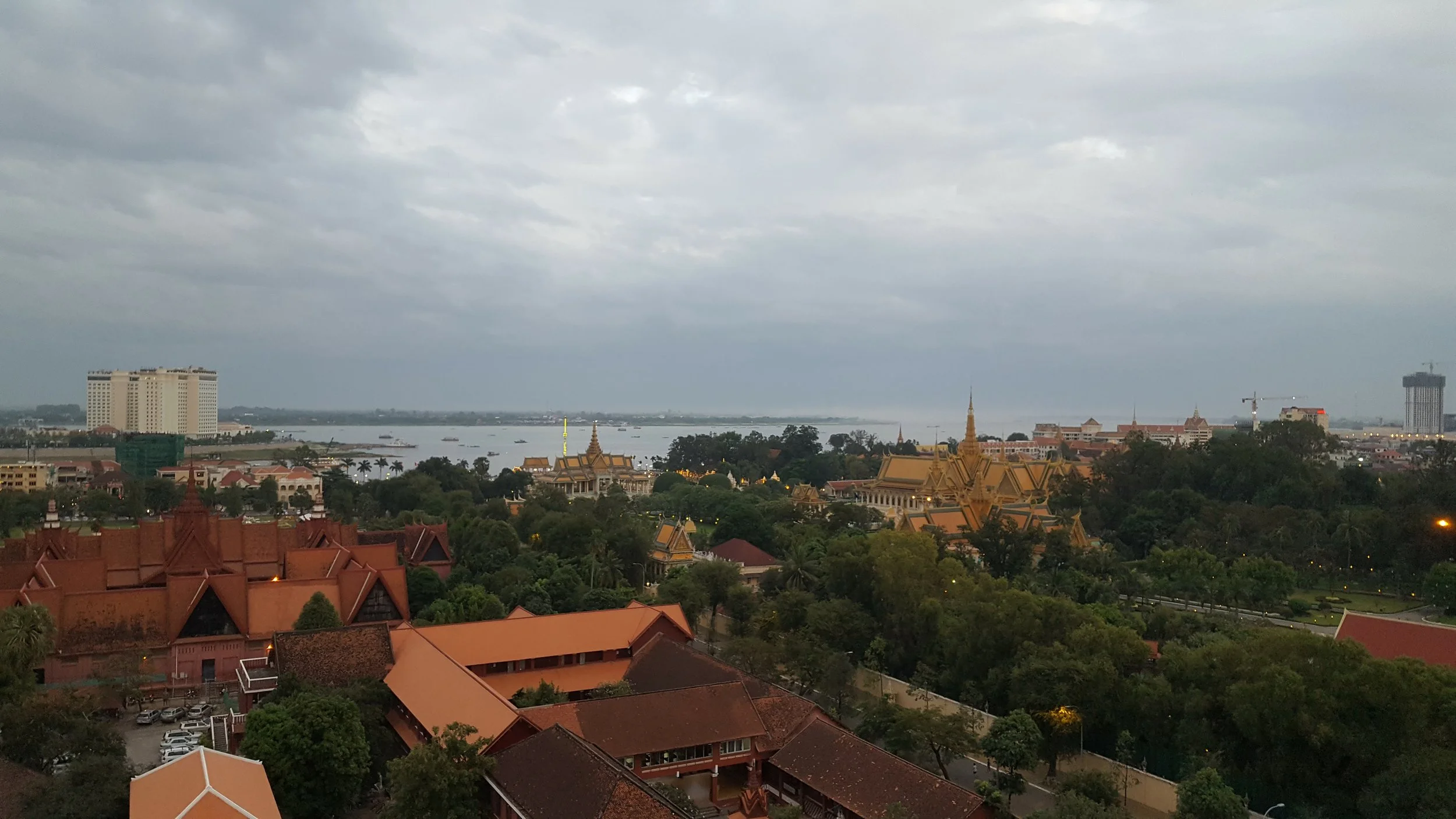 The Royal Palace (on the right) and the Mekong Delta