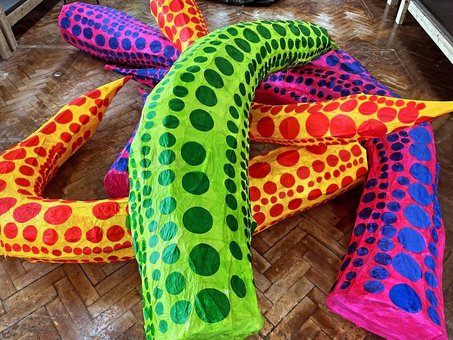#yayoikusama inspired tentacles created today with some primary school pupils in haringey. Nice when the design side of my business crashes into the education side which are normally separate entities.
