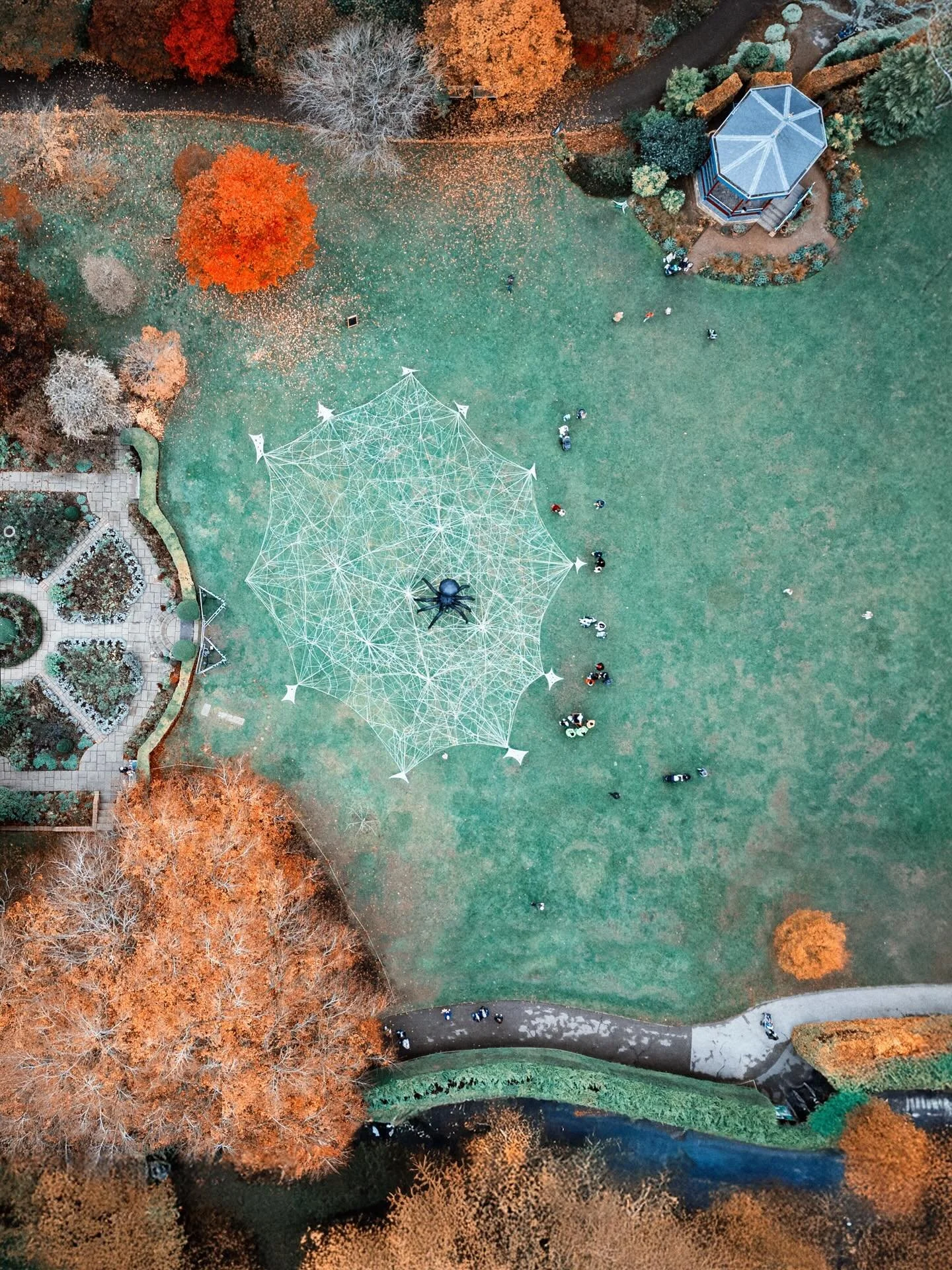 Great aerial shot of our performance at @bhambotanicalgardens over the Halloween week. Commissioned by @outdoorplacesunusualspaces. Photo credit old dead eye.