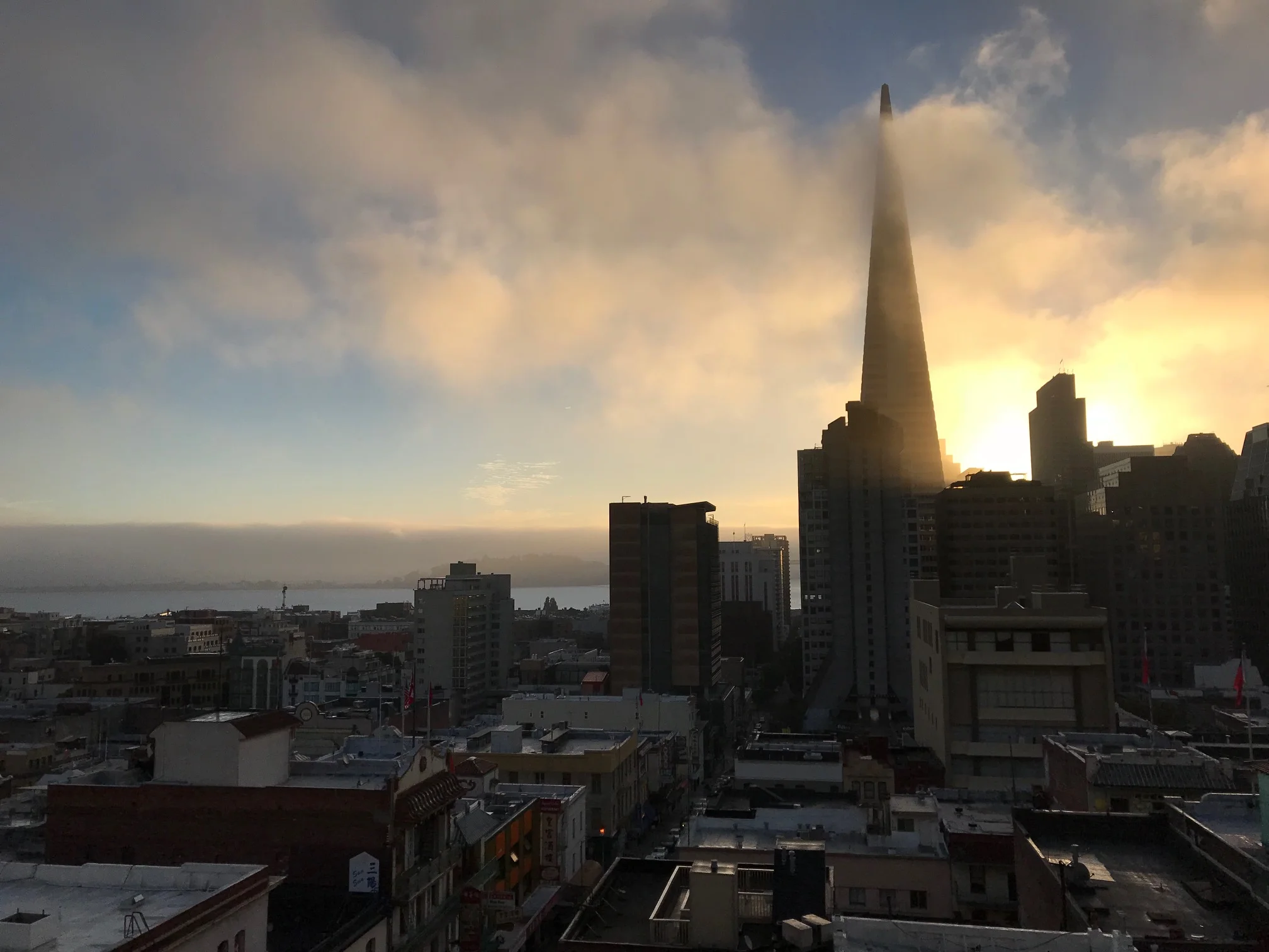 View from our Chinatown flat. The Exploratorium is just a few blocks away on the Embarcadero.