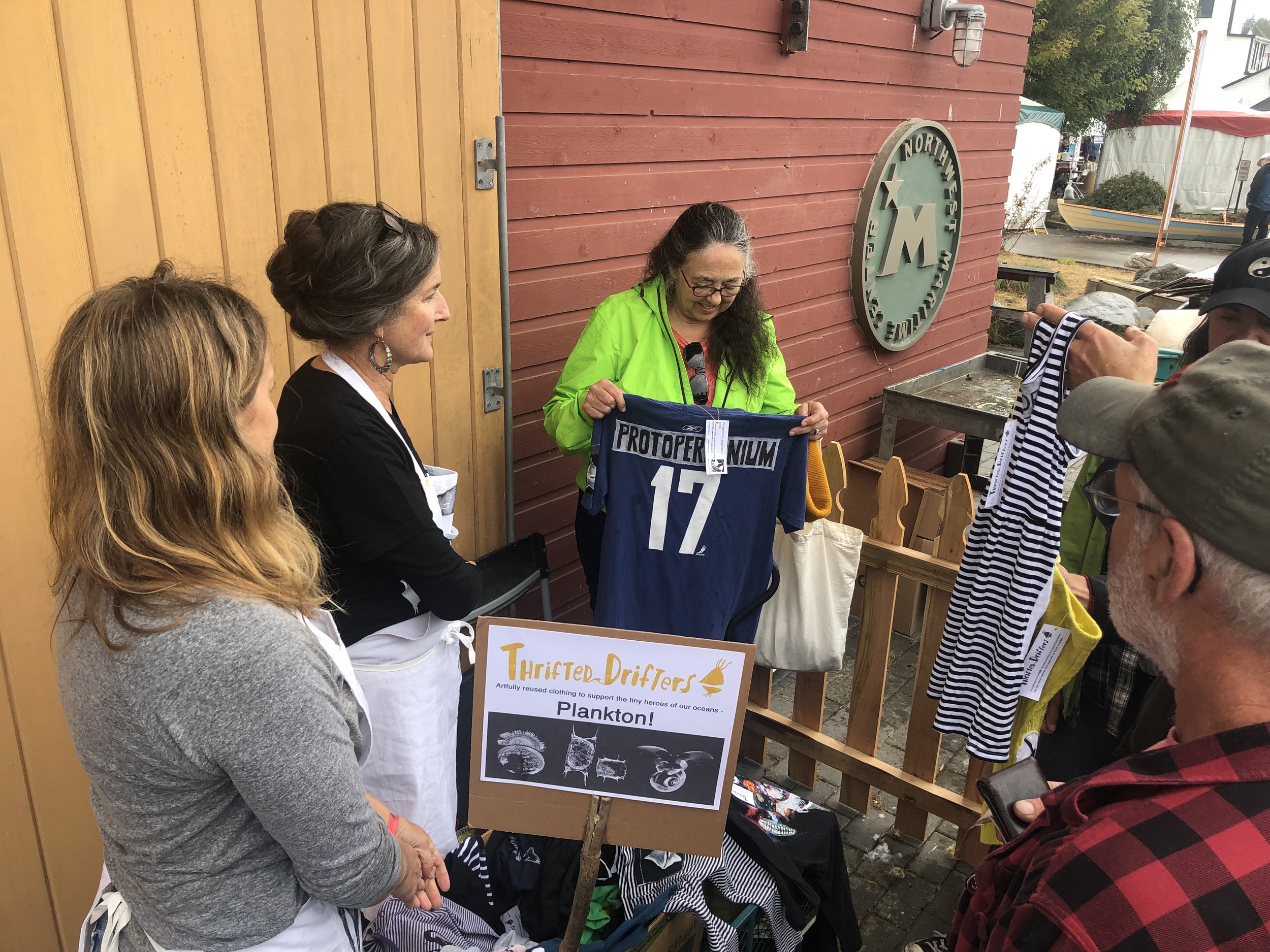 “Thrifted Drifters” our new collection of artfully reused plankton garments were hot items at the Boat Festival.