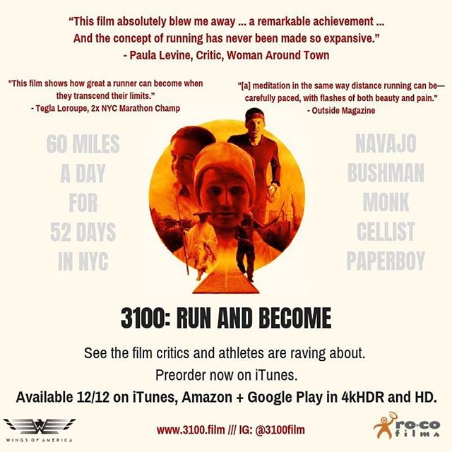 Join us April 18th at 7:30 pm after the normal wedge run for a film screening at the wedge foundation cloud room.  We will be watching &quot;3100: Run and Become&quot; a film that explores the spiritual side of running.  Watch the trailer here https: