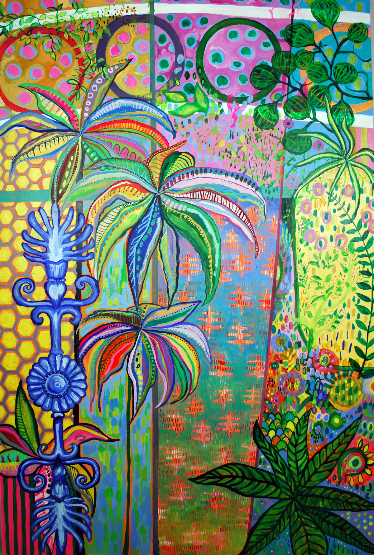 Herbaceous Hot House 2 (49.5 H x 33.3 W x 2 in) Acylic on wood panel .jpg