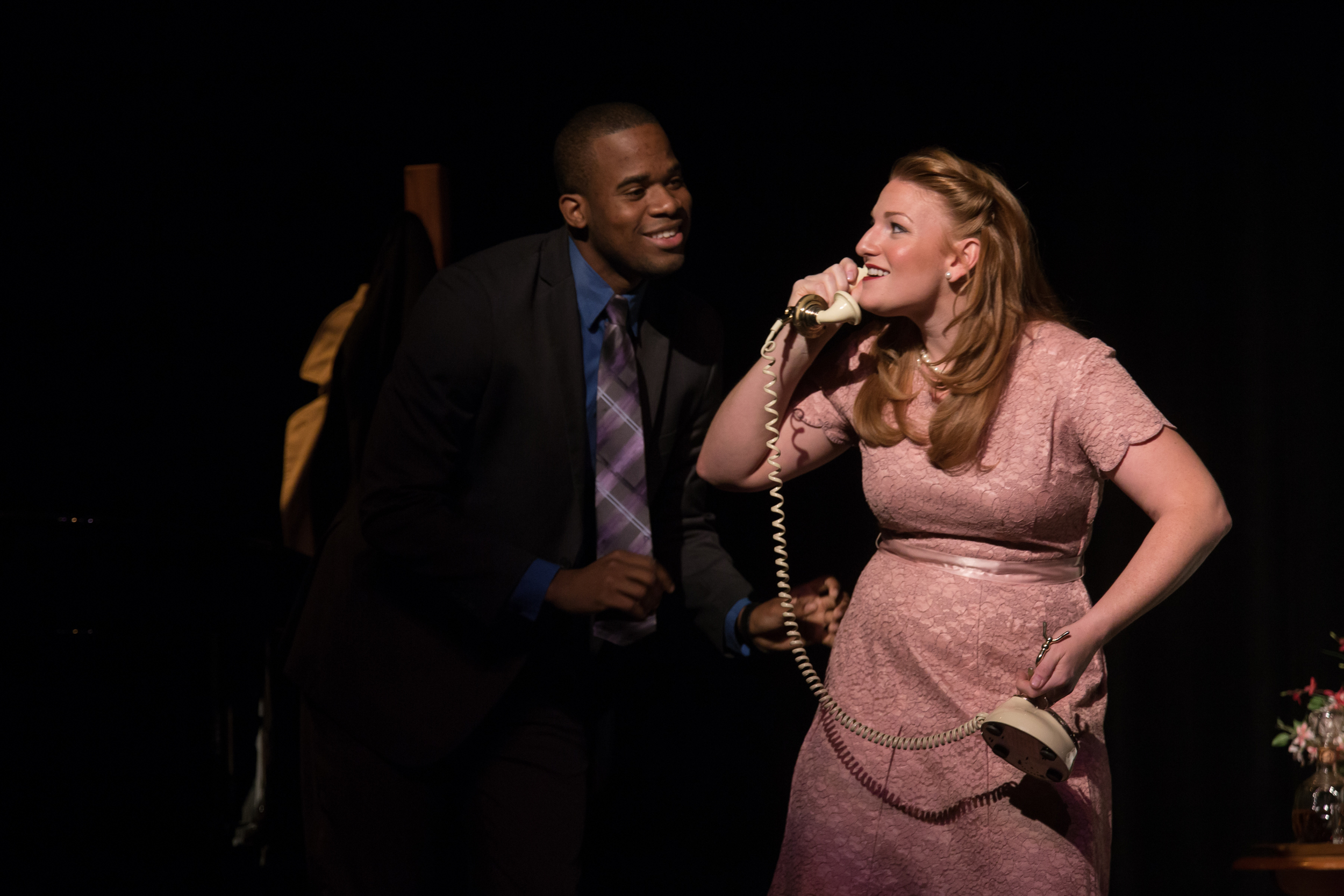  Lucy in  The Telephone.&nbsp; With Michael Lowe as Ben.&nbsp;Photo cred: Kelly Hicks 