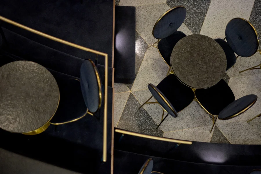 custom tables, custom chairs, and terrazzo, oh my