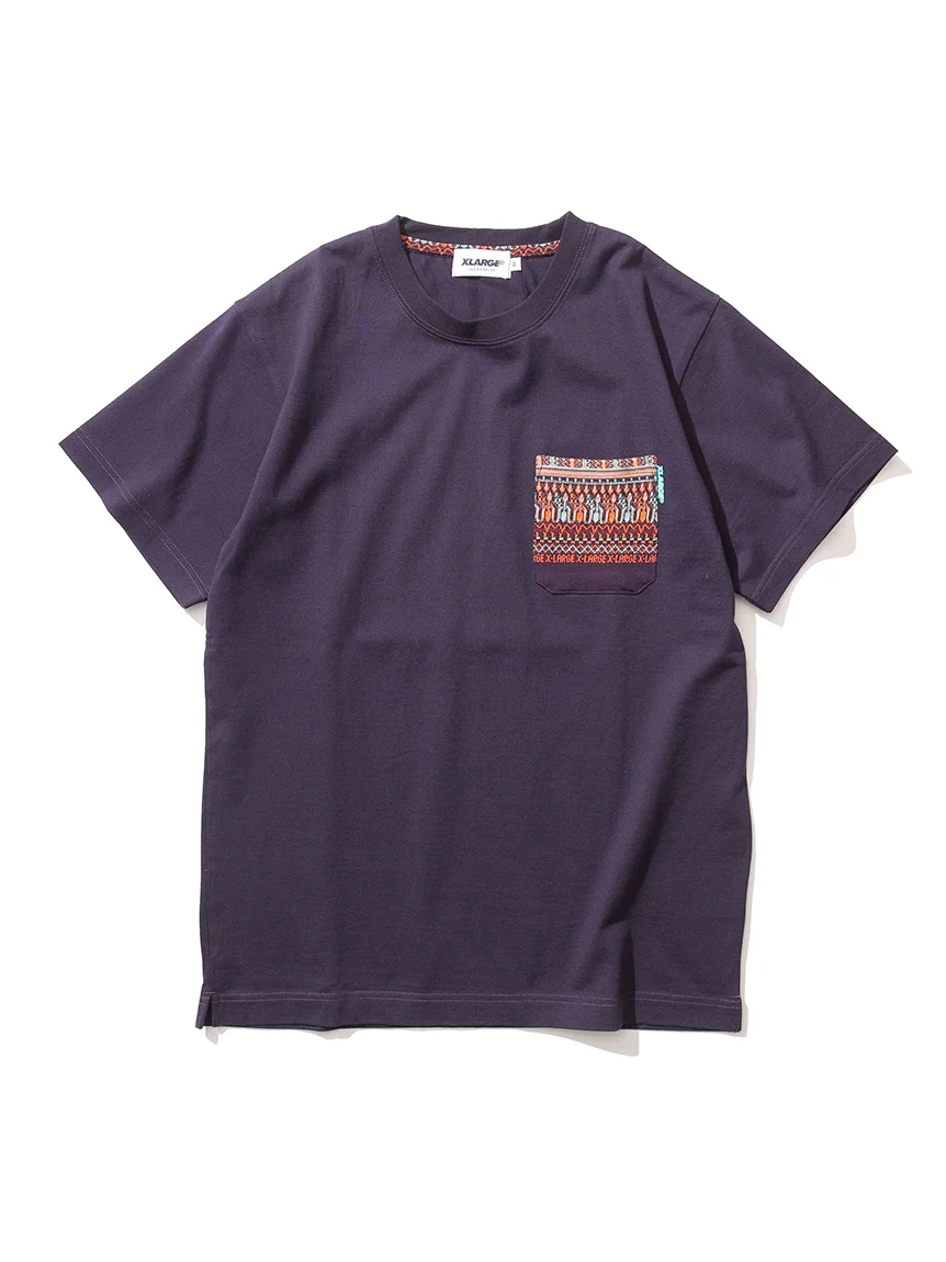S/S BI-COLOUR POCKET TEE | PURPLE, ORANGE