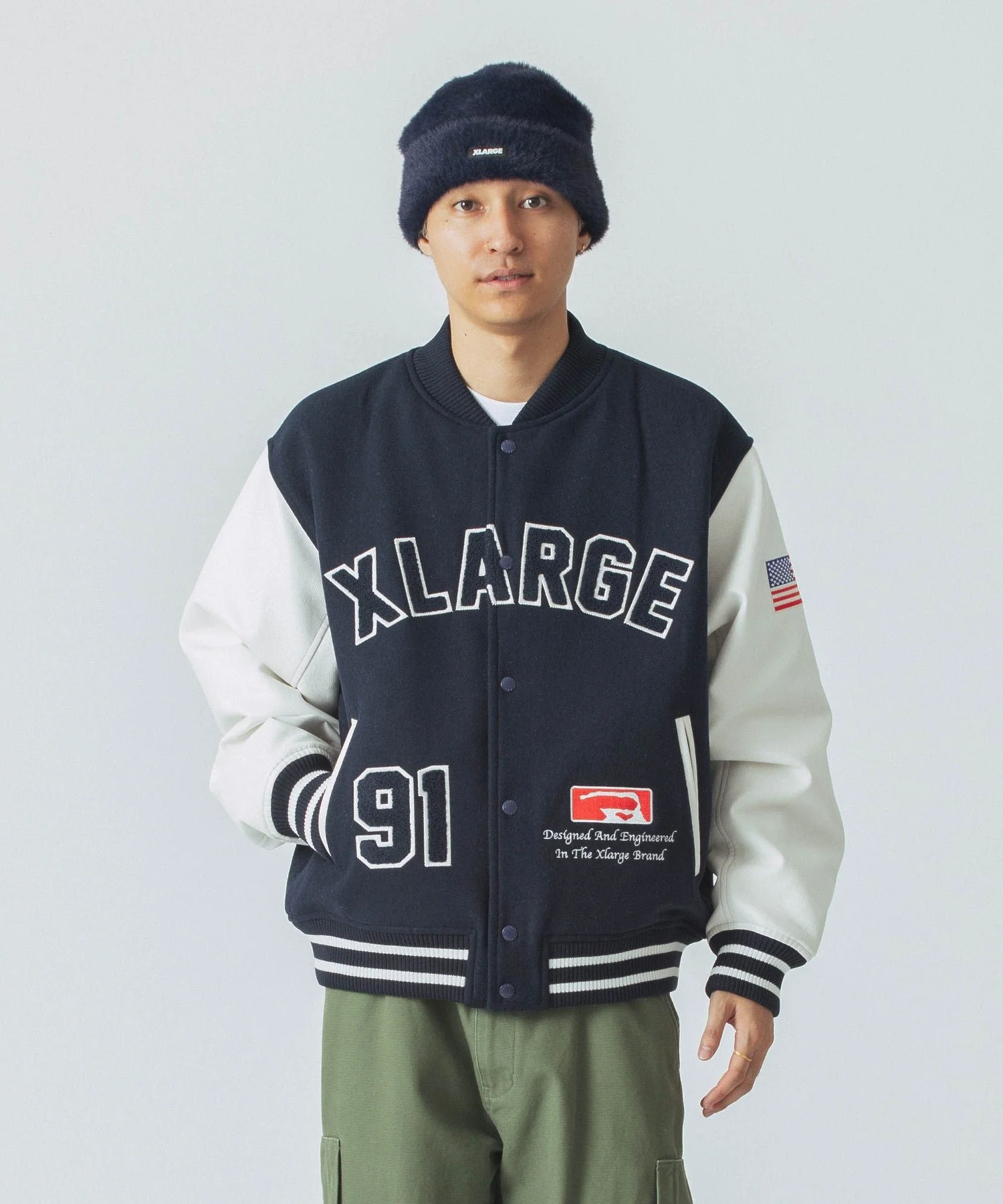 ONE·JAM·TART· STORE XLARGE® JAPAN OG LOGO VARSITY JACKET | NAVY