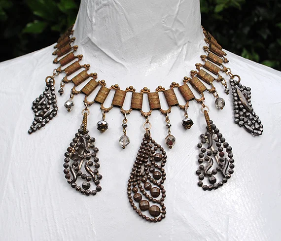 adorn by samouce_French cut steel buckle charm brass book chain necklace.jpg