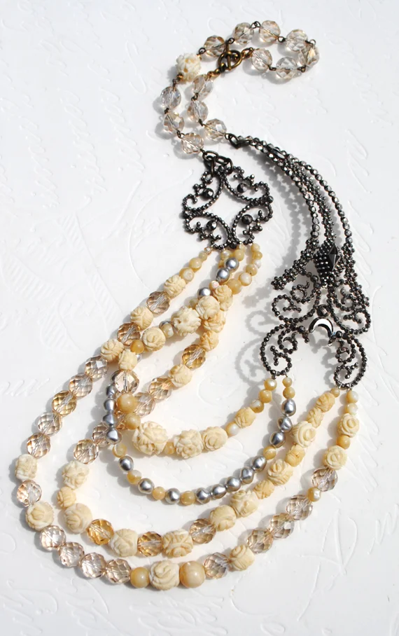 adorn by samouce_vic french cut steel ivory rose mop pearl necklace2.jpg