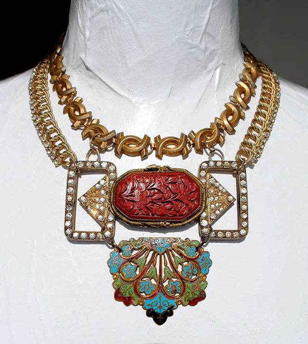 adorn by samouce_Victorian enamel buckle cinnabar art deco rhn necklace.jpg