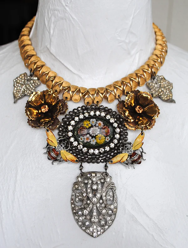 adorn by samouce_Vintage brooch earring cut steel bib necklace2.jpg