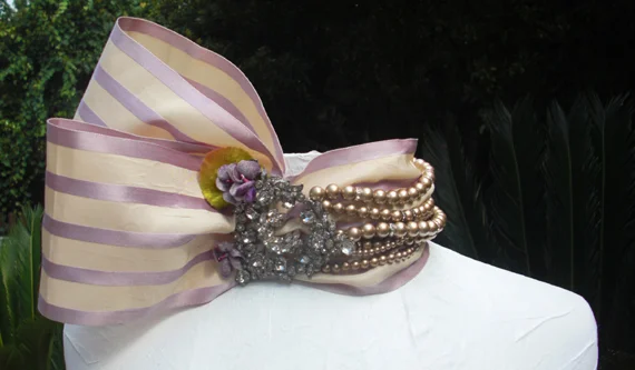 ADORN by Samouce_Victorian lavender silk stripe rhn brooch choker.jpg