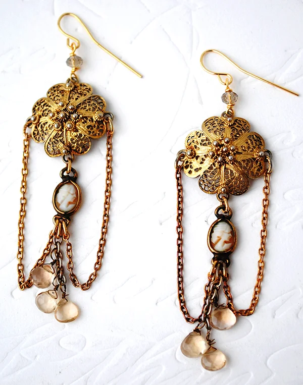 adorn by samouce_antique filigree shell cameo topaz earrings2.jpg