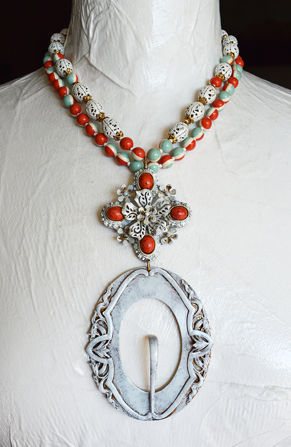 adorn by samouce_Victorian buckle vintage wt enamel brooch necklace.jpg