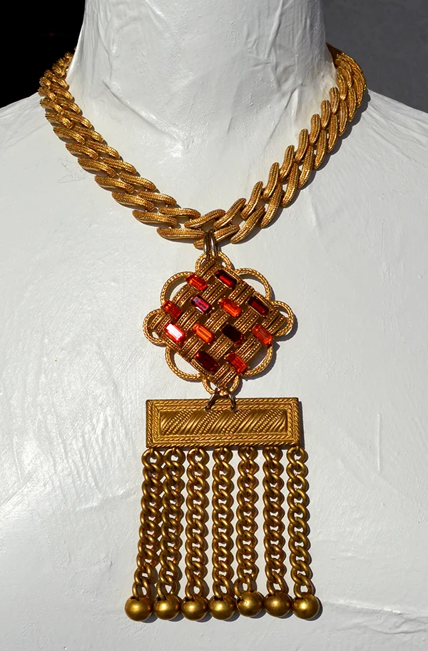 adorn by samouce_Vintage bushed golden brooch uniform regalia necklace.jpg