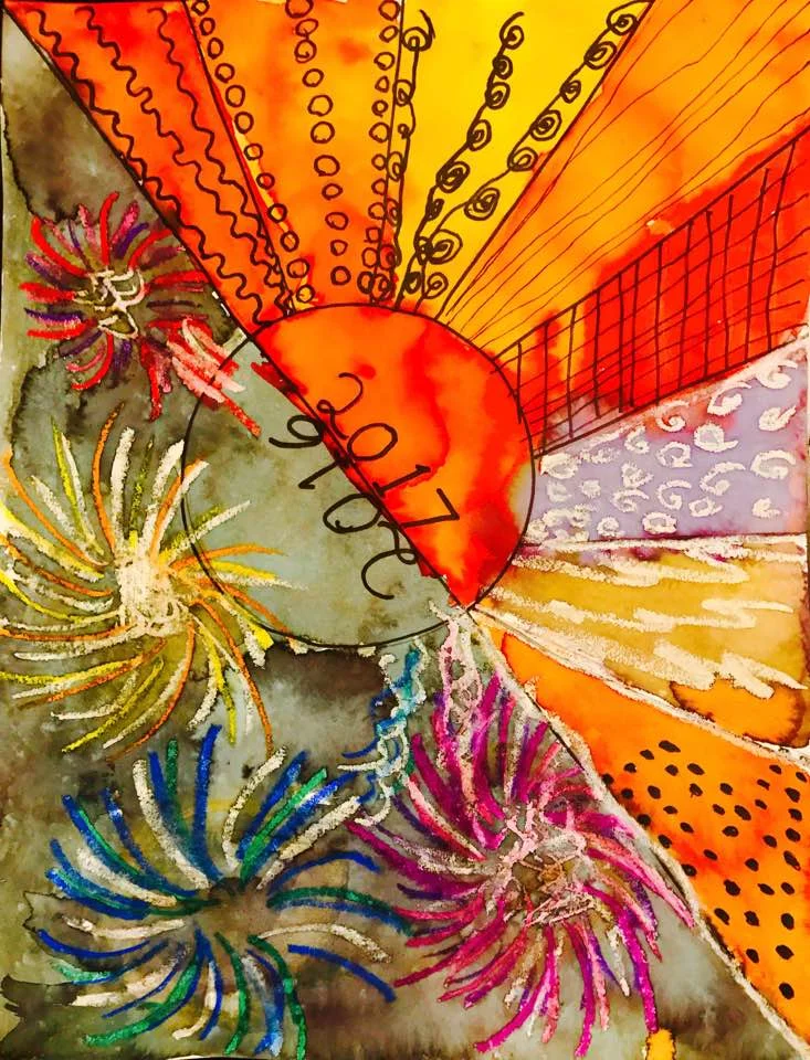 "Your best days are always ahead of you." Perspective on 2016 and the brightness of 2017. Water color and stencils by Bo Downes (10 yrs old).
