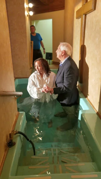 Baptized by Pastor Sam with Daddy watching