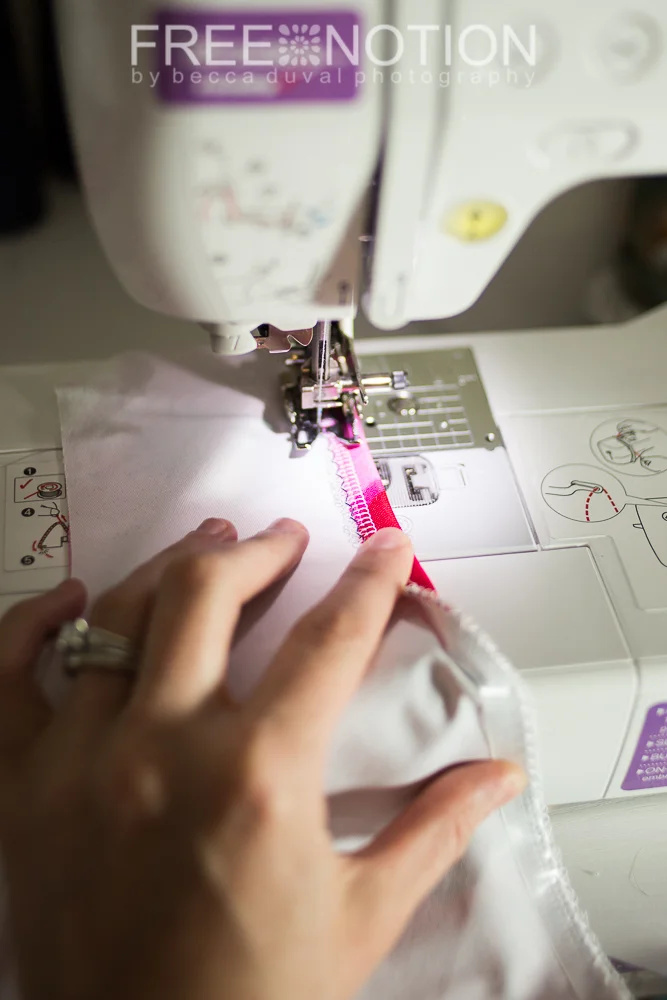 FYI, I'm using a walking foot here and a new sharp needle. I don't sew swim wear any other way. And remember - always sew with some sort of stretch stitch - even your trims!