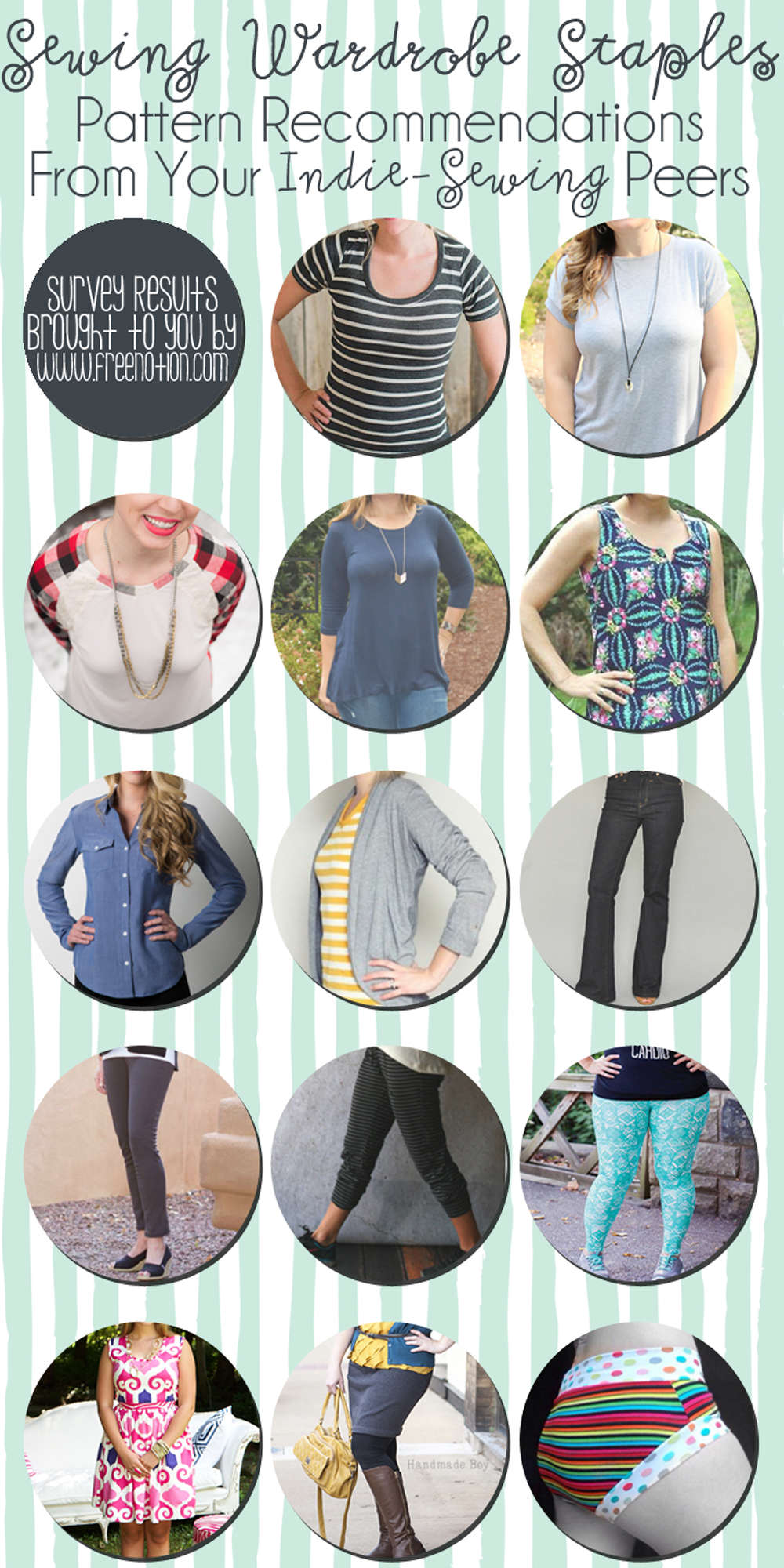 **The photos above (with the exception of my own) are borrowed from the product listings. Please scroll to the bottom of this post for links to each "staple" patterns pictured above.