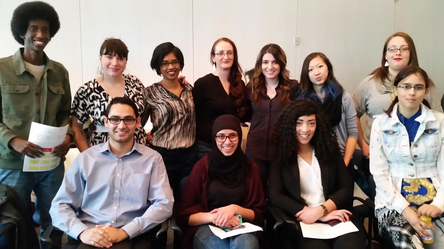 Members of the Youth Action Project on Poverty task force from Edmonton's John Humphrey Centre for Peace and Human Rights.