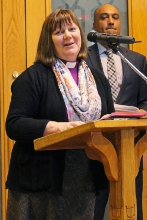 EndPovertyEdmonton Co-Chair Bishop Jane Alexander and EPE Strategic Planner Sameer Singh