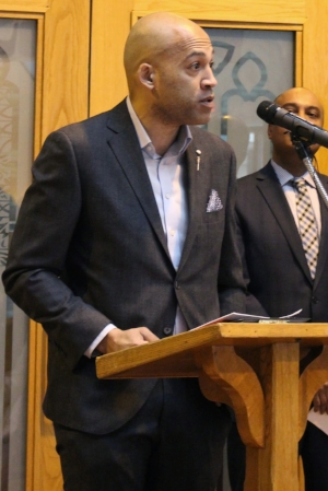 MLA for Edmonton-Centre David Sheppard speaks on behalf of the provincial government